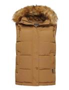 Vintage Everest Faux Fur Gilet Brown Superdry
