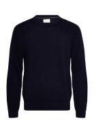 Textured Cotton Merino C-Neck Navy GANT