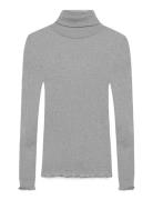 Rwbeatha Silk Ls Rollneck T-Shirt Grey Rosemunde