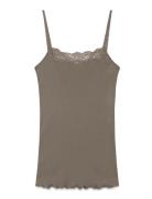 Rwbernadine Organic Sl Strap Lace T Beige Rosemunde