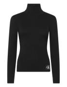 Woven Label Roll Neck Black Calvin Klein Jeans