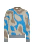 Ls Pattern Brushed Alpaca Crewne Blue Calvin Klein