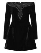 Luvia Velour Hourglass Dress Black Bardot