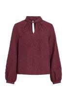 Viveama L/S High Neck Top/Pb Burgundy Vila