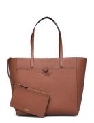 Pebbled Leather Large Cameryn Tote Bag Brown Lauren Ralph Lauren