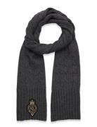 Crest-Patch Cable-Knit Scarf Grey Lauren Ralph Lauren