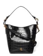 Croc-Embossed Medium Witley Bucket Bag Black Lauren Ralph Lauren