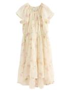 Dress Chiffon Hi Low Aop Cream Lindex