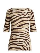 Zebra-Print Stretch Cotton Boatneck Tee Patterned Lauren Ralph Lauren
