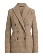 Double-Breasted Wool-Blend Twill Blazer Brown Lauren Ralph Lauren
