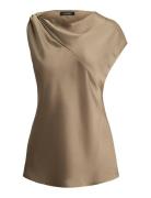 Charmeuse Asymmetrical Blouse Beige Lauren Ralph Lauren