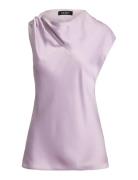 Charmeuse Asymmetrical Blouse Purple Lauren Ralph Lauren