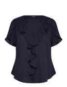 Ruffle-Trim Georgette Blouse Navy Lauren Ralph Lauren