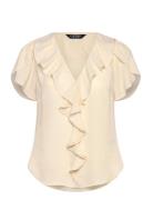 Ruffle-Trim Georgette Blouse Cream Lauren Ralph Lauren