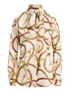 Classic Fit Print Twill Tie-Neck Shirt Beige Lauren Ralph Lauren