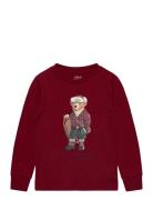 Polo Bear Cotton Long-Sleeve Tee Burgundy Ralph Lauren Kids