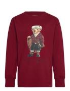 Polo Bear Cotton Long-Sleeve Tee Burgundy Ralph Lauren Kids