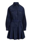 Buckle-Trim Cotton-Blend Shirtdress Navy Lauren Ralph Lauren