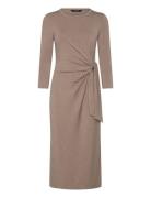 Tie-Front Stretch Jersey Midi Dress Beige Lauren Ralph Lauren