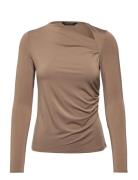 Stretch Jersey Asymmetrical Top Beige Lauren Ralph Lauren