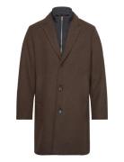 Detachable Collar Lapel Coat Brown Lindbergh
