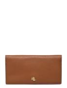 Crosshatch Leather-Slim Wallet-Wlt- Brown Lauren Ralph Lauren
