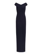 Crepe Off-The-Shoulder Gown Navy Lauren Ralph Lauren