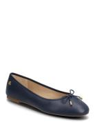 Jayna Nappa Leather Flat Navy Lauren Ralph Lauren