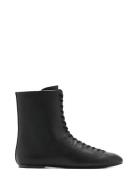 Lace-Up Leather Ankle Boots Black Mango