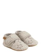Wool Slippers W. Embroidery Grey En Fant
