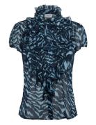 Liljasz Crinkle Ss Shirt Blue Saint Tropez