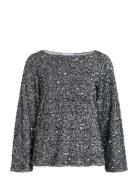Vifaith Boat Neck L/S Sequin Top/1 Grey Vila