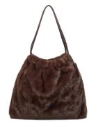 Faux-Fur Shoulder Bag Brown Mango