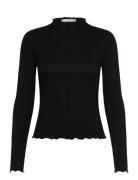 Ribbed T-Shirt With Scalloped Trim Black Mango