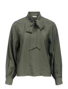 Objjacira L/S Re Bow Shirt Noos Khaki Object