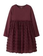 Nmfsykia Tulle Ls Dress Burgundy Name It
