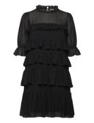 Frill Short Dress Black Bubbleroom