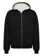 Boxy Waffle Lined Full Zip Black Hollister