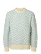 Slhremi Ls Knit Relaxed Crew Neck Blue Selected