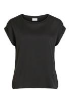 Viellette S/S Satin Top - Noos Black Vila