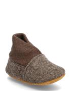 Wool Slippers W. Rib Brown En Fant