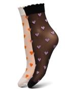 Dagmar Hearts Sock 2 Pack Black Becksöndergaard
