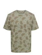 Onsmaldini Aop Reg. Ss Aop Tee Khaki ONLY & SONS