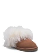 Rhevelyn Leather Long Hair Slippers Brown Rosemunde