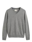Extrafine Lambswool V-Neck A/S Grey GANT