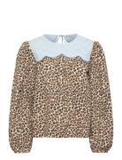 Leopard Blouse With Embroidery Brown Stella Nova