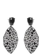 Leaf Crystal Earring Black/Black Black Bud To Rose