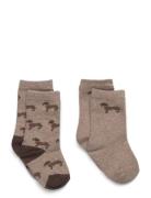 2 Pack Patterned Socks Beige Mango