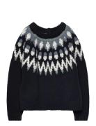 Jacquard Knitted Sweater Navy Mango