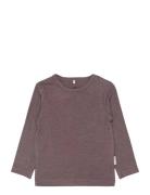 Wool/Bamboo Ls Top Brown Mikk-line